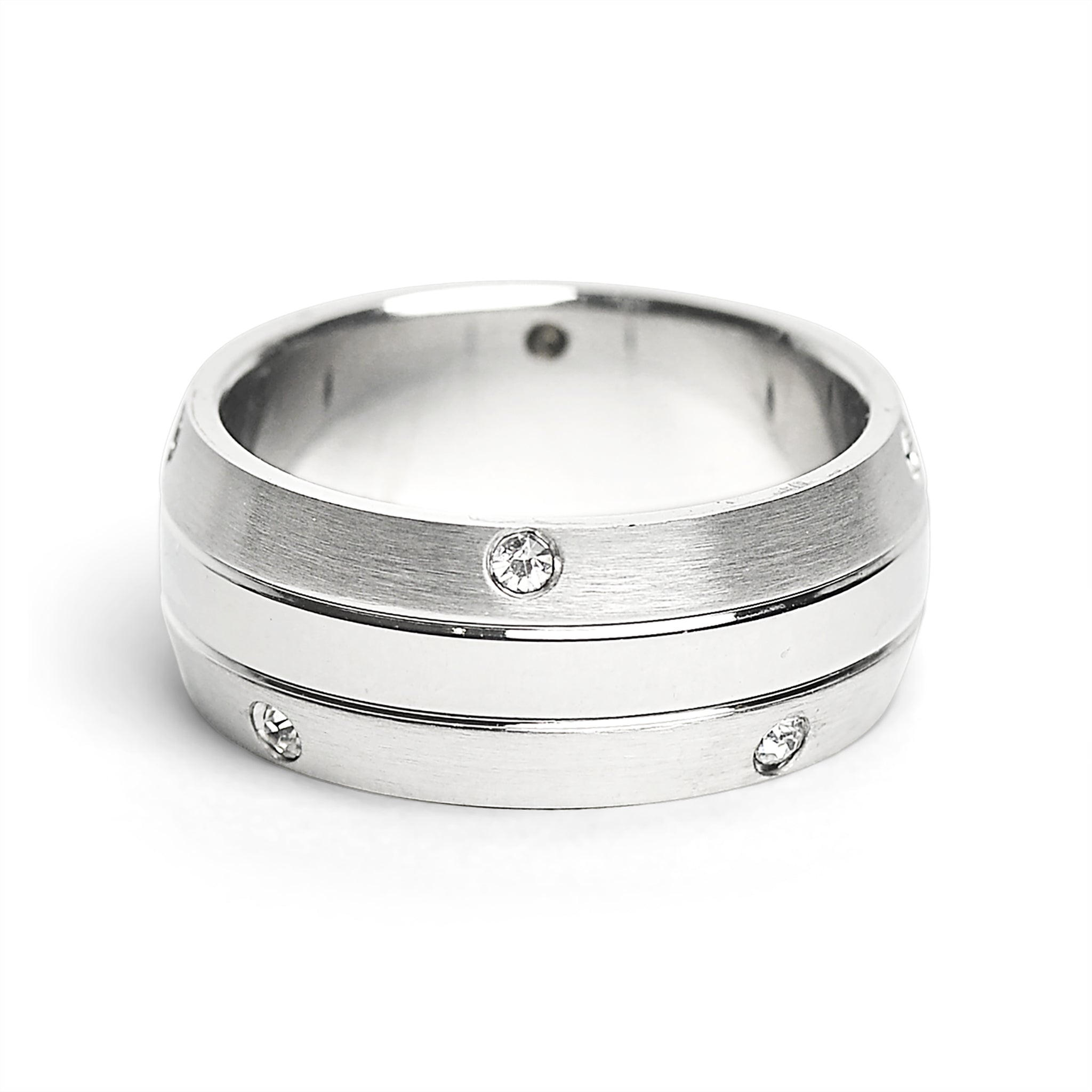 CZ Stones With Highly Polished Stainless Steel Ring