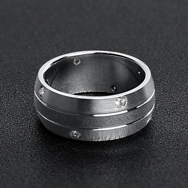 CZ Stones With Highly Polished Stainless Steel Ring Lifestyle