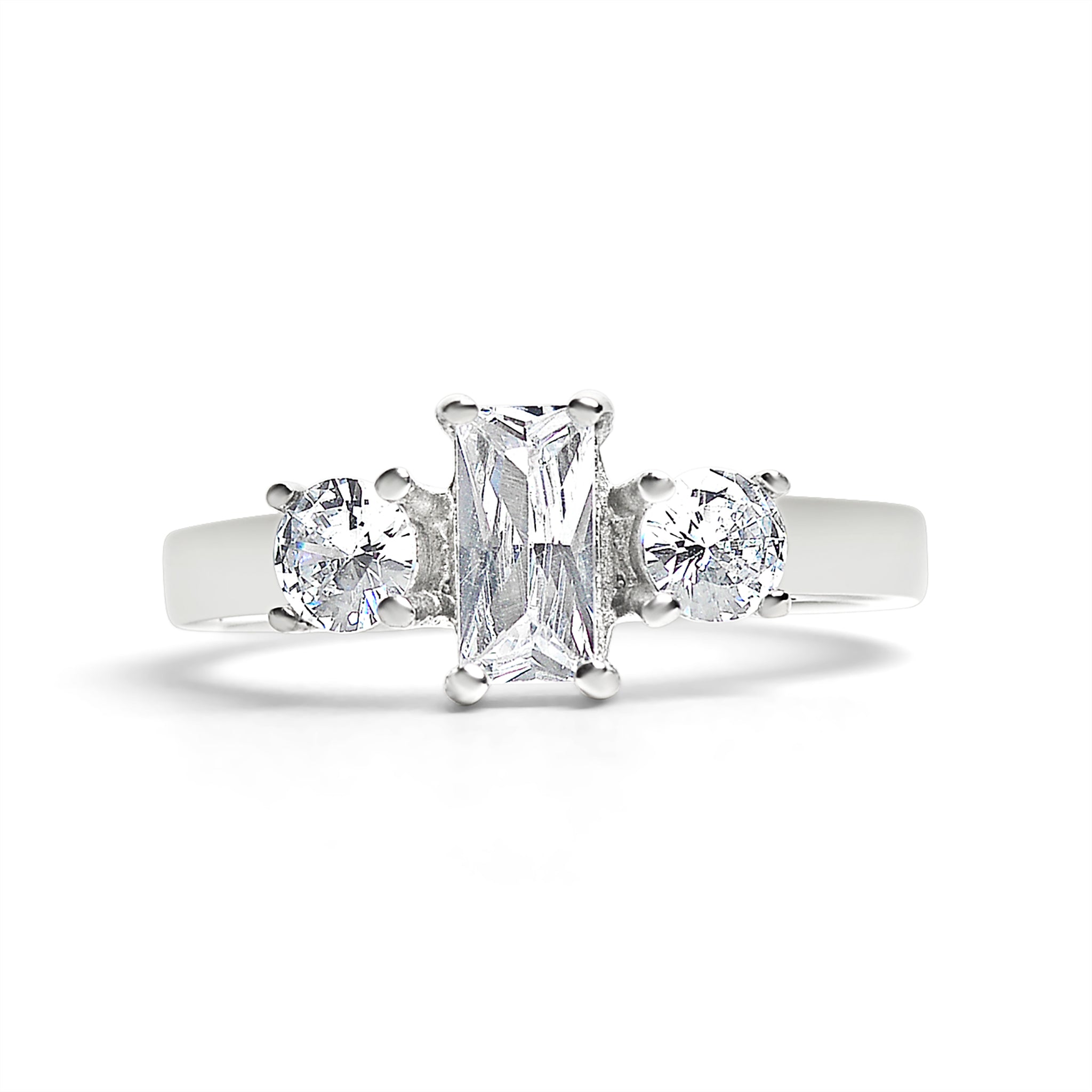 Rectangular CZ Accent Stones Ring