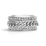 CZ Eternity With Chain Center Stainless Steel Spinner Ring