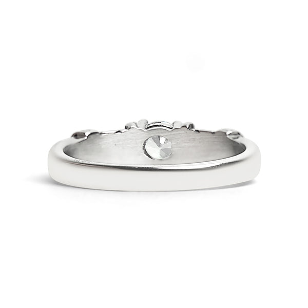 CZ Center With Decorative Accents Stainless Steel Ring / ZRJ9014