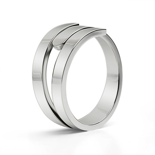 Stainless Steel Blank Engravable 3 Name Wrap Ring / ZRJ9018