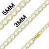 Gold PVD Coated Over Brass Cubic Zirconia Tennis Chains / BLC0002
