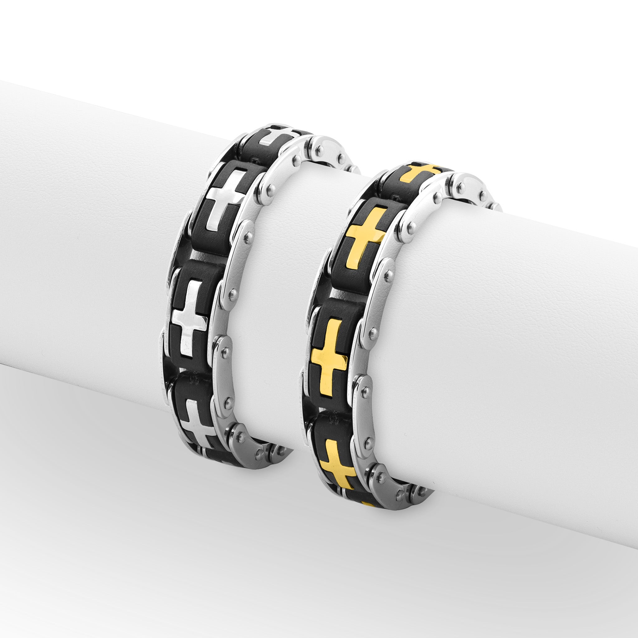 18k Gold PVD Rostfritt stål Cross Bike Chain Armband / BRJ2376