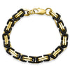 Stainless Steel Black and 18K Gold PVD Coated Byzantine Chain Bracelet or Anklet / BRJ9089