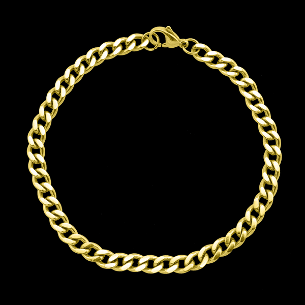Stainless Steel 18K Gold PVD Coated Diamond Cut Curb Chain Bracelet / BRJ9098