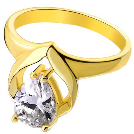 Teardrop CZ Gold Over Brass Ring / FSR0011