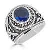 MCR3080 - United States Air Force Military Stainless Steel Men's Ring with Blue Stone-stainless steel jewelry mens- stainless steel good for jewelry- stainless steel jewelry for women- womens stainless steel jewelry- stainless steel cleaner for jewelry