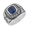 United States Navy Military Stainless Steel Men's Ring with Blue Stone / MCR3068-stainless steel jewelry mens- stainless steel good for jewelry- stainless steel jewelry for women- womens stainless steel jewelry- stainless steel cleaner for jewelry