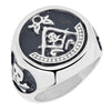 Stainless Steel Masonic Inlay With Accent Skulls Signet Ring / MCR3082-stainless steel jewelry- how to clean stainless steel jewelry- stainless steel jewelry wholesale- mens stainless steel jewelry- 316l stainless steel jewelry