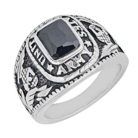 United States Army Stainless Steel With Black Center Stone Women's Ring / MCR4056-stainless steel mens jewelry- jewelry stainless steel- stainless steel jewelry made in china- wholesale stainless steel jewelry- does stainless steel jewelry tarnish