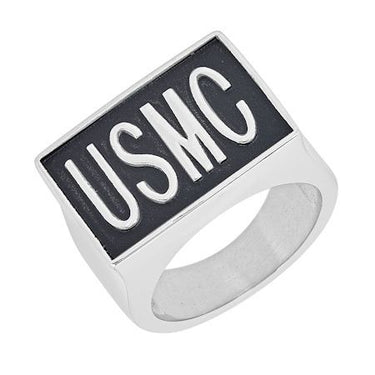 MCR4062 - Stainless Steel "USMC" Signet Ring-stainless steel jewelry- how to clean stainless steel jewelry- stainless steel jewelry wholesale- mens stainless steel jewelry- 316l stainless steel jewelry