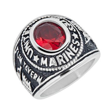 United States Marine Corp Military Stainless Steel Women's Ring with Red Stone / MCR4070-gold stainless steel jewelry- stainless steel jewelries- stainless steel jewelry mens- stainless steel good for jewelry- stainless steel jewelry for women