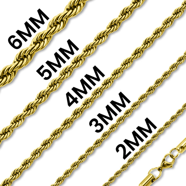 Necklaces Blue Stainless Steel Rope Chain Necklace Chn9703 4mm / 24 Wholesale Jewelry Website Unisex