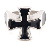 Polished Black Enamel Cross Stainless Steel Ring / CRC2017-stainless steel mens jewelry- jewelry stainless steel- stainless steel jewelry made in china- wholesale stainless steel jewelry- does stainless steel jewelry tarnish
