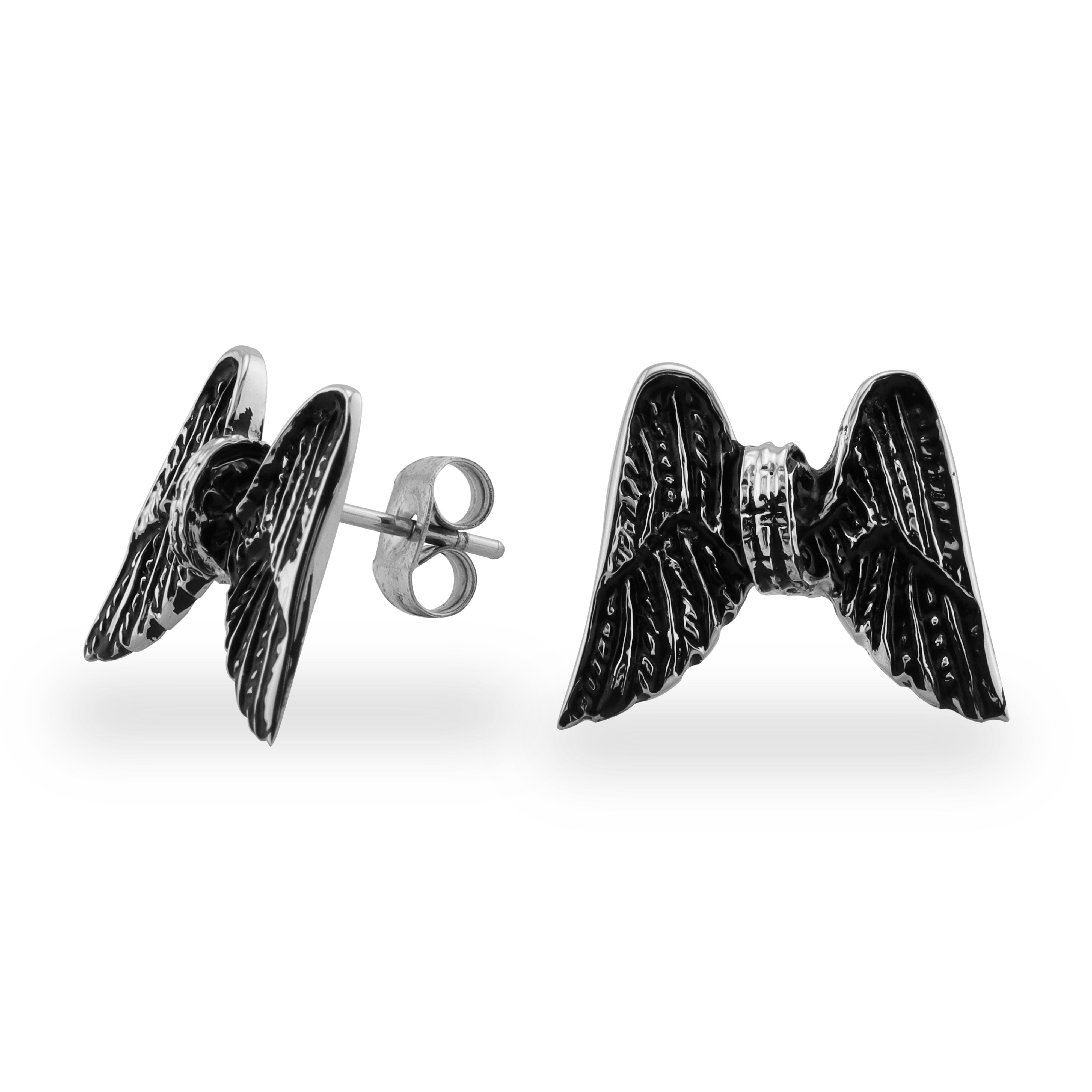 Stainless Steel Wheel Wings Post Earrings / ERC1024