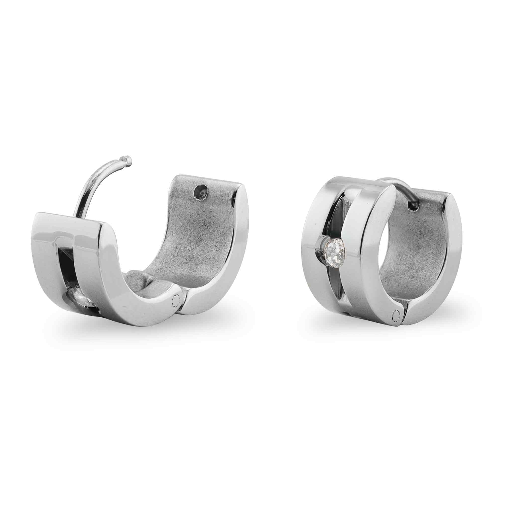 Edelstahl CZ Hinged Hoop Ohrringe/ERJ2018