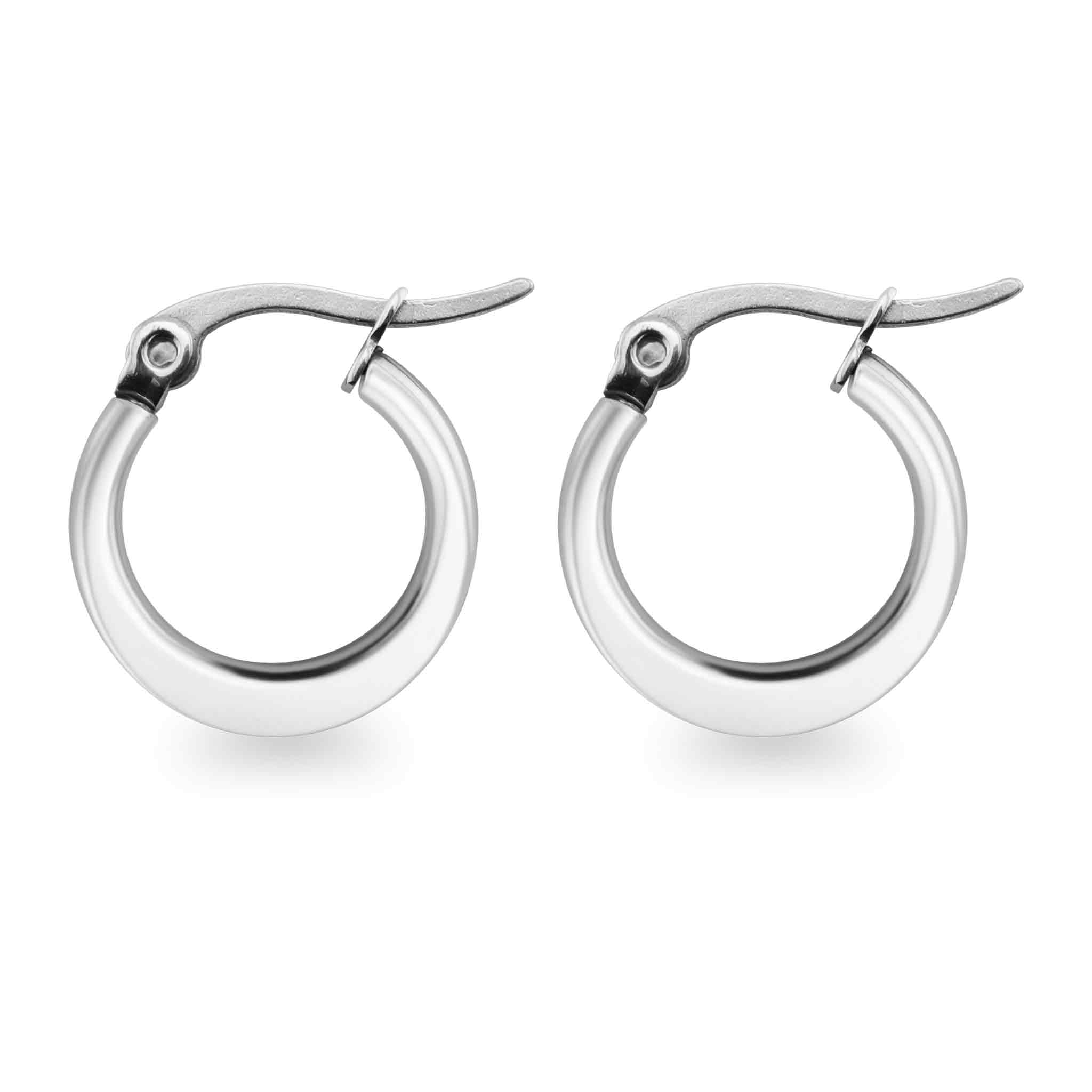 Stainless Steel Flat Oval Tube Hoop Earrings / ERJ2132