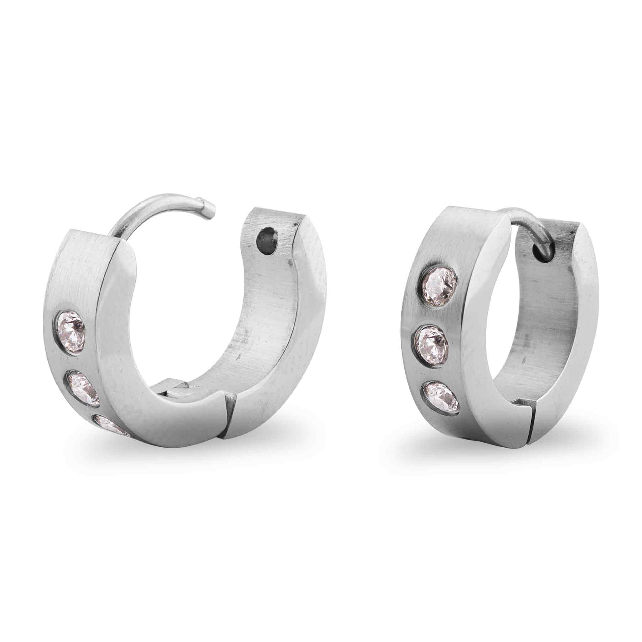 Große Edelstahl CZ Hinged Hoop Ohrringe/ERJ2019