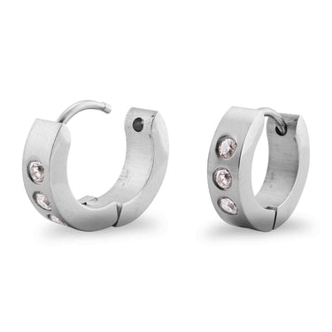 Große Edelstahl CZ Hinged Hoop Ohrringe/ERJ2019