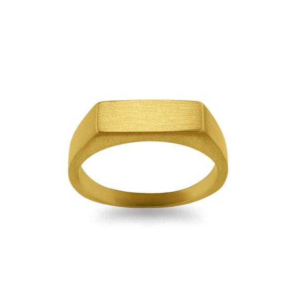 18k Gold PVD Coated Stainless Steel Blank Engravable Horizontal Rectangle Signet Ring / ESR0002