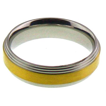 Rings Gold Center Grooved Edge Stainless Steel Ring Grj0007 7mm / 10 Wholesale Jewelry Website 10 Unisex