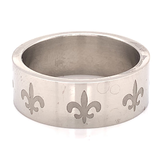 Highly Polished Fluer De Lis Stainless Steel Ring / GRJ2076-stainless steel jewelry for women- womens stainless steel jewelry- stainless steel cleaner for jewelry- stainless steel jewelry wire- surgical stainless steel jewelry