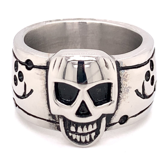 Highly Polished Skull Stainless Steel Ring / KRJ2284-stainless steel jewelries- stainless steel jewelry mens- stainless steel good for jewelry- stainless steel jewelry for women- womens stainless steel jewelry