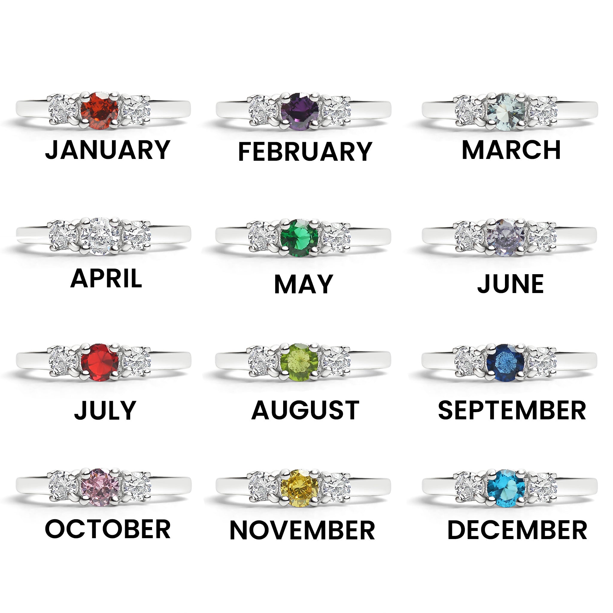Rostfritt stål Small CZ Accent Birthstone Ring / KSR0001