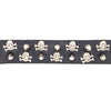 Black Leather Stainless Steel Skull And Crossbones Studded Bracelet / LBJ12553-stainless steel jewelry- how to clean stainless steel jewelry- stainless steel jewelry wholesale- mens stainless steel jewelry- 316l stainless steel jewelry