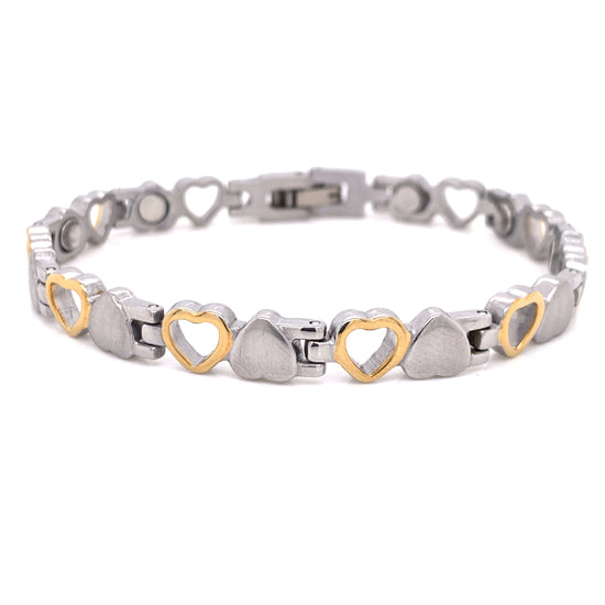 Stainless Steel Gold Plated Hearts Womens Bracelet Wholesale