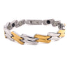 Stainless Steel And Gold PVD Coated Magnetic Bracelet / MBL024-stainless steel mens jewelry- jewelry stainless steel- stainless steel jewelry made in china- wholesale stainless steel jewelry- does stainless steel jewelry tarnish