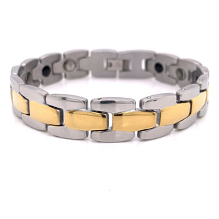 Stainless Steel & Gold PVD Coated Magnetic Bracelet / MBS0021-stainless steel mens jewelry- jewelry stainless steel- stainless steel jewelry made in china- wholesale stainless steel jewelry- does stainless steel jewelry tarnish