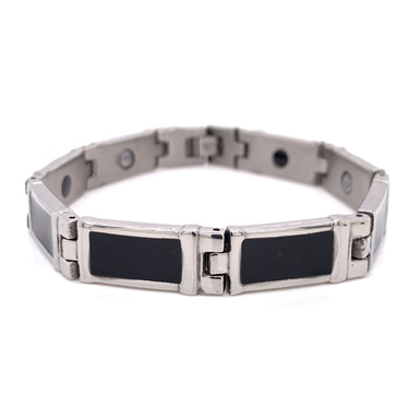 Stainless Steel Black Enamel Magnetic Bracelet / MBS0035-stainless steel mens jewelry- jewelry stainless steel- stainless steel jewelry made in china- wholesale stainless steel jewelry- does stainless steel jewelry tarnish