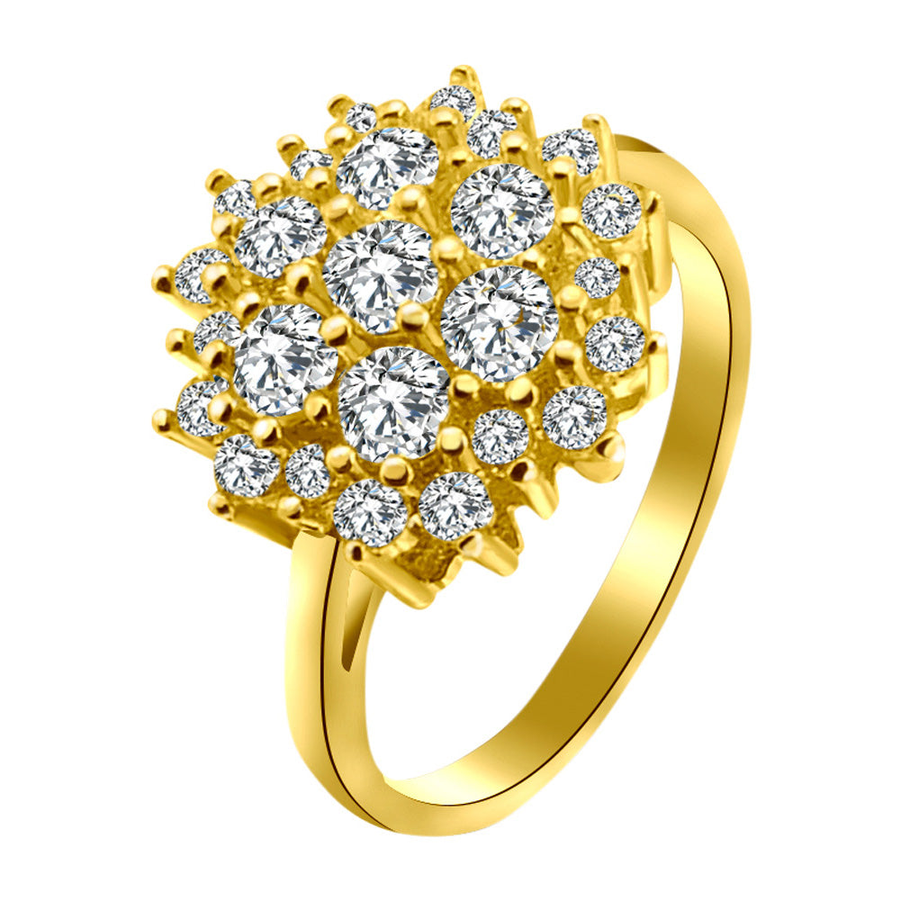 Sunburst CZ With Accent CZ Stones Gold Over Brass Ring / FSR0009-is brass jewelry good- kendra scott large antique brass jewelry box- cleaning brass jewelry- brass ring jewelry how to keep brass jewelry from tarnishing