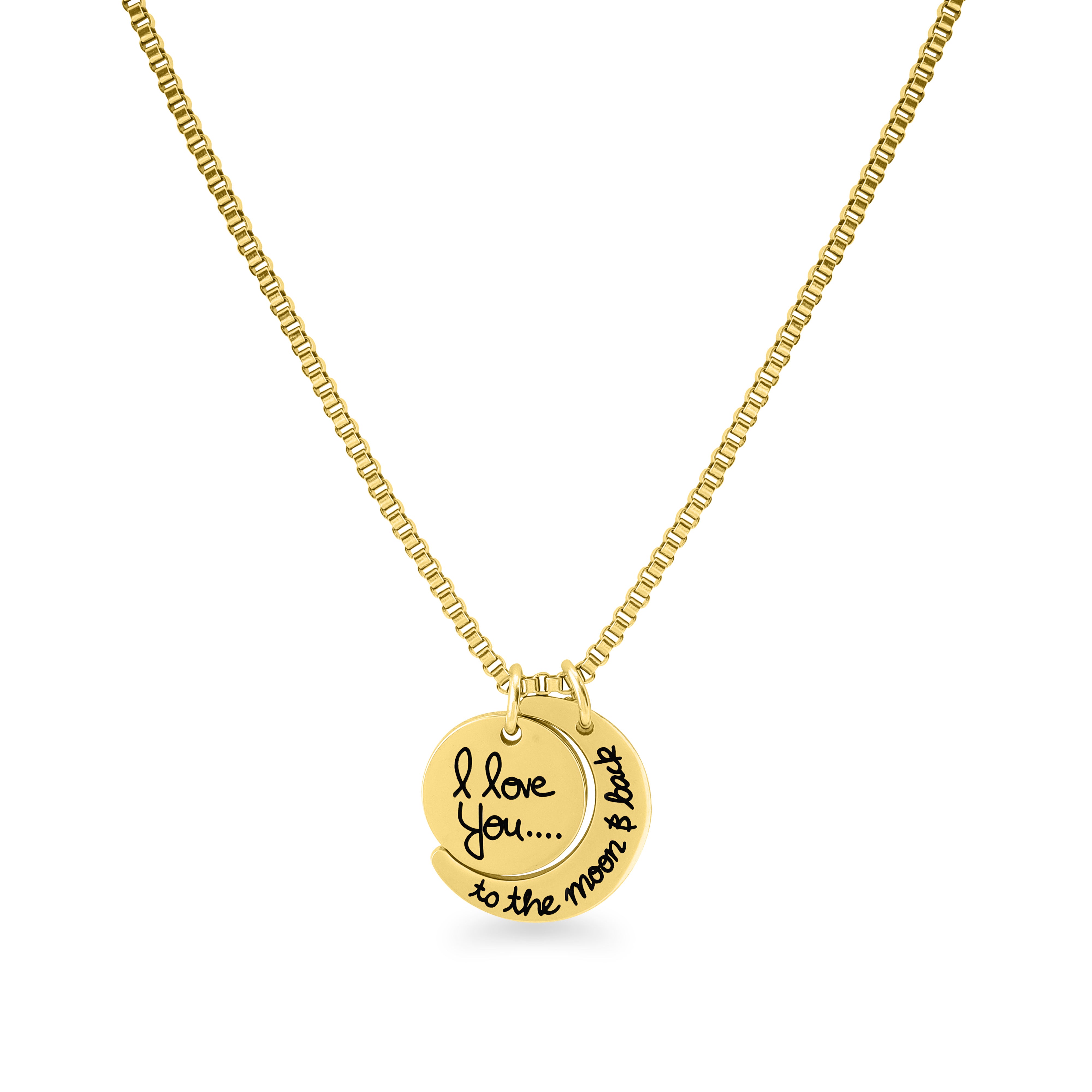 Gold "I Love You To The Moon and Back" Stainless Steel Necklace / NKJ9029