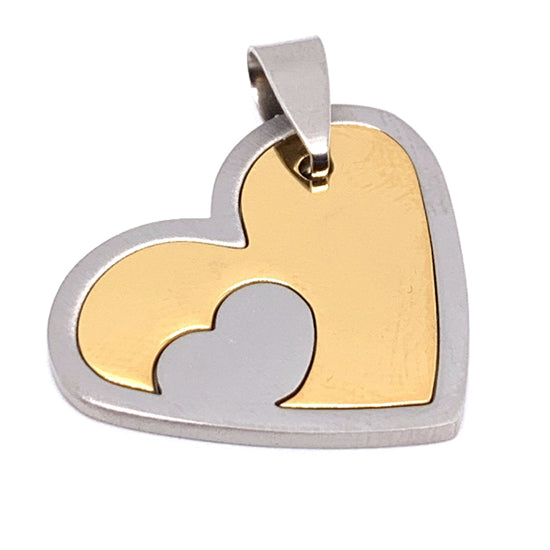 Double Heart Puzzle Stainless Steel Pendant / PDC9003-stainless steel jewelry good- stainless steel jewelry cleaner- gold stainless steel jewelry- stainless steel jewelries- stainless steel jewelry mens