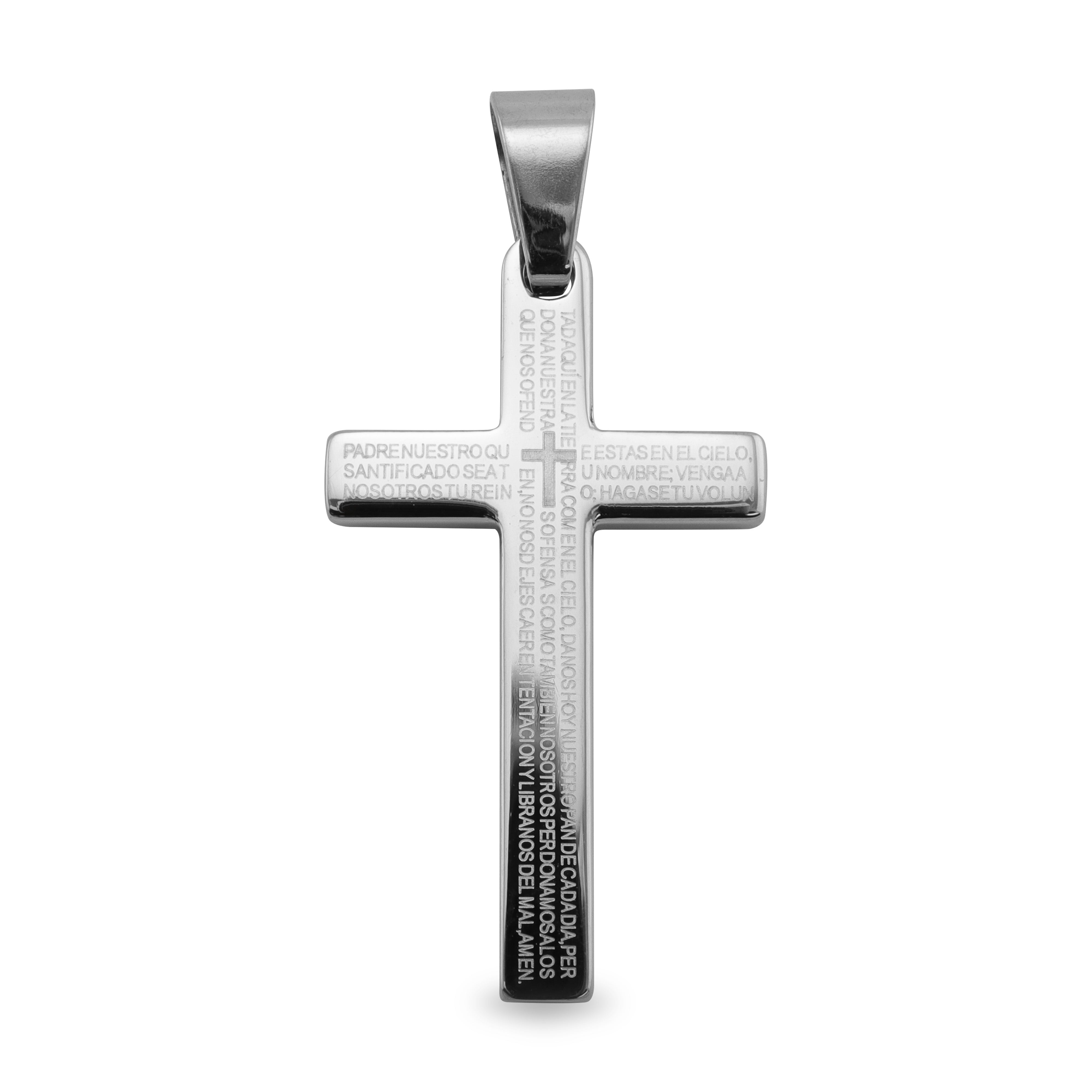 Stainless Steel Spanish Serenity Prayer Cross Pendant / PDC9019