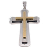 Gold 3D Beveled Cross Stainless Steel Pendant / PDJ3206-stainless steel jewelry wholesale- mens stainless steel jewelry- 316l stainless steel jewelry- stainless steel mens jewelry- jewelry stainless steel