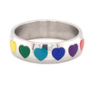 Rainbow Hearts Stainless Steel Ring / RRJ0036-stainless steel mens jewelry- jewelry stainless steel- stainless steel jewelry made in china- wholesale stainless steel jewelry- does stainless steel jewelry tarnish