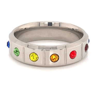 Rainbow CZ Stainless Steel Ring / RRJ2673-stainless steel jewelry made in china- wholesale stainless steel jewelry- does stainless steel jewelry tarnish- stainless steel jewelry good- stainless steel jewelry cleaner