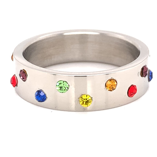 Rainbow CZ Stainless Steel Ring / RRJ2674-stainless steel jewelry wholesale- mens stainless steel jewelry- 316l stainless steel jewelry- stainless steel mens jewelry- jewelry stainless steel