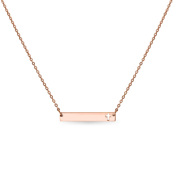 Cutout Cross Bar Stainless Steel Necklace / SBB00106