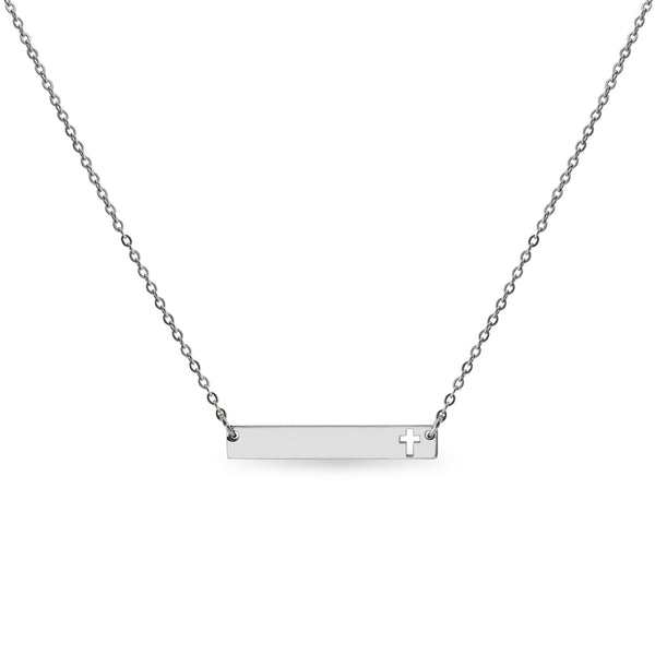Cutout Cross Bar Stainless Steel Necklace / SBB00106