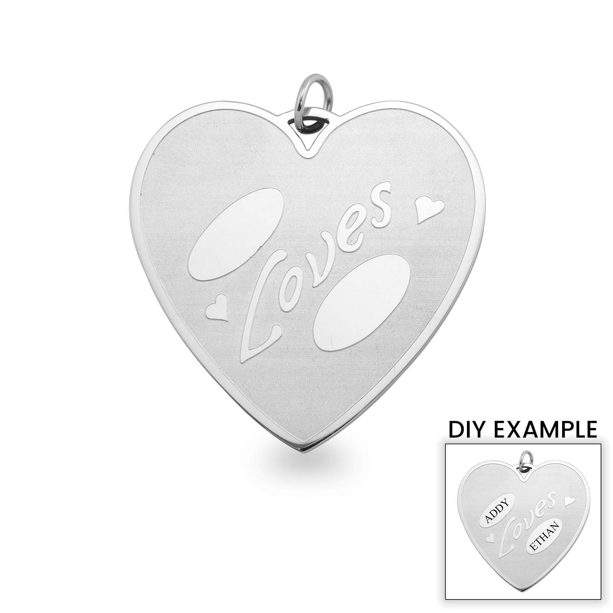 Stainless Steel "Loves" Heart Pendant / SBB0052