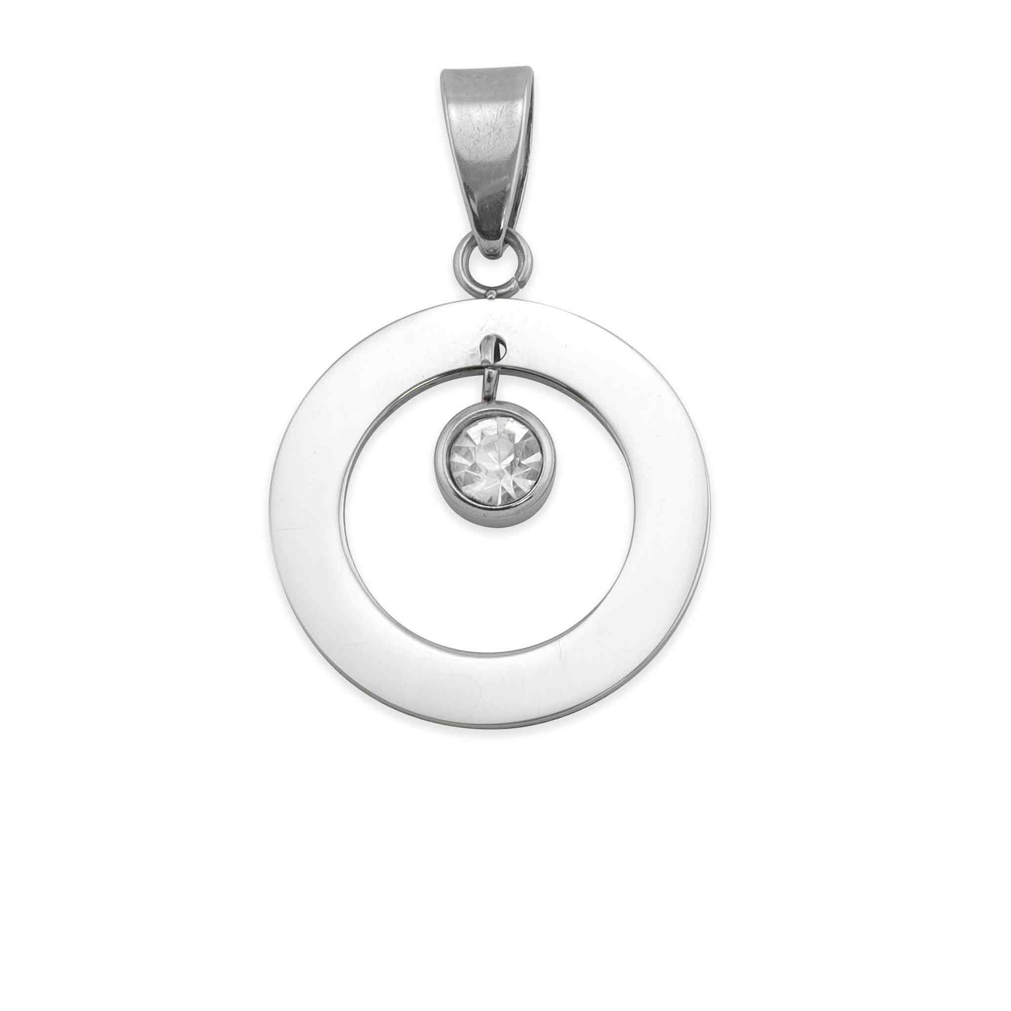 Stainless Steel CZ Circle Pendant / SBB0054