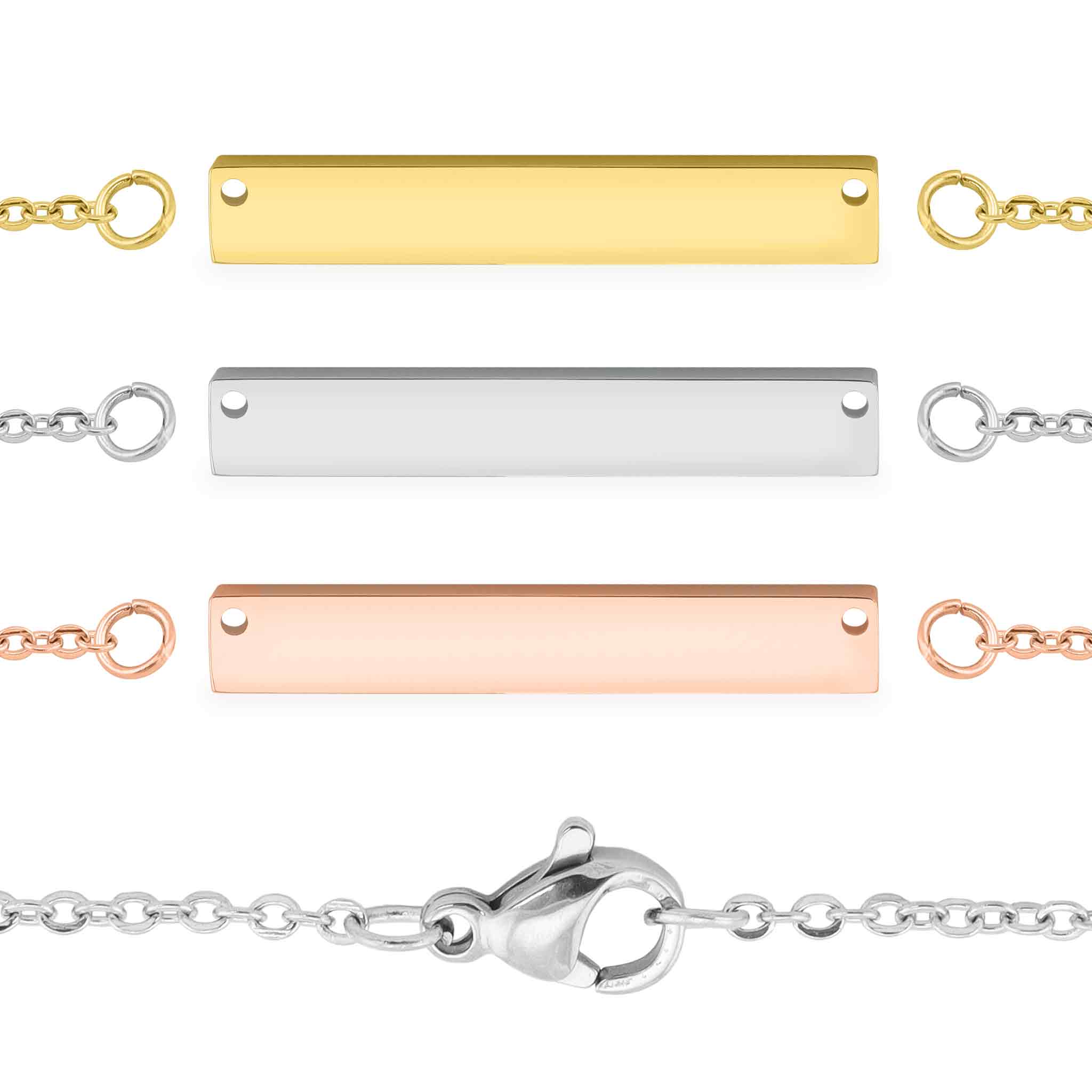Blank Polished Bar Stainless Steel Necklace With Separated Chain / SBB0075