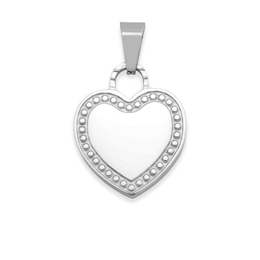 Pendentif cardiaque détaillé en acier inoxydable/SBB0086