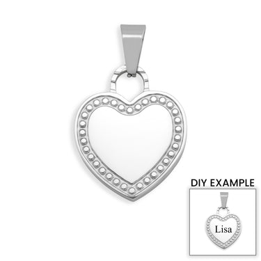 Pendentif cardiaque détaillé en acier inoxydable/SBB0086