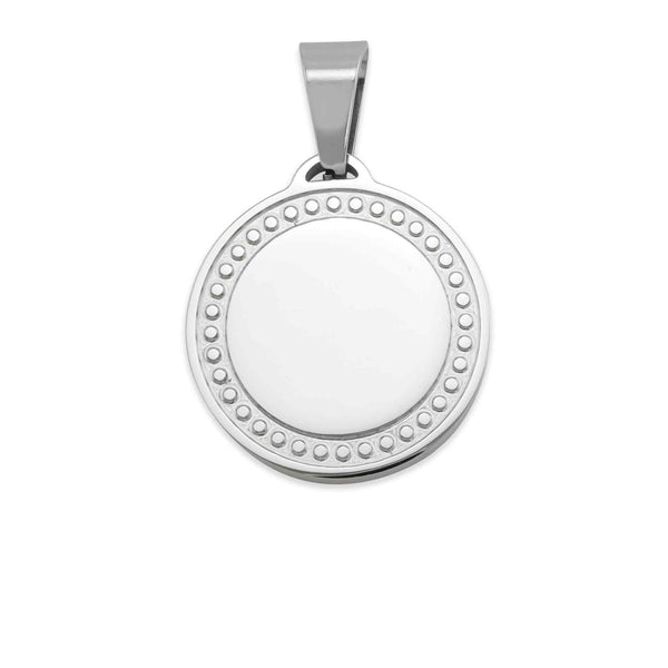 Detailed Stainless Steel Round Pendant / SBB0096